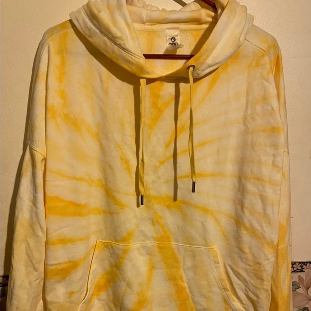 Boutique yellow tie dye hoodie